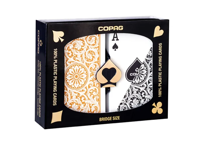 Copag 1546 Plastic Playing Cards Bridge Size Regular Index Black/Gold Double-Deck Set