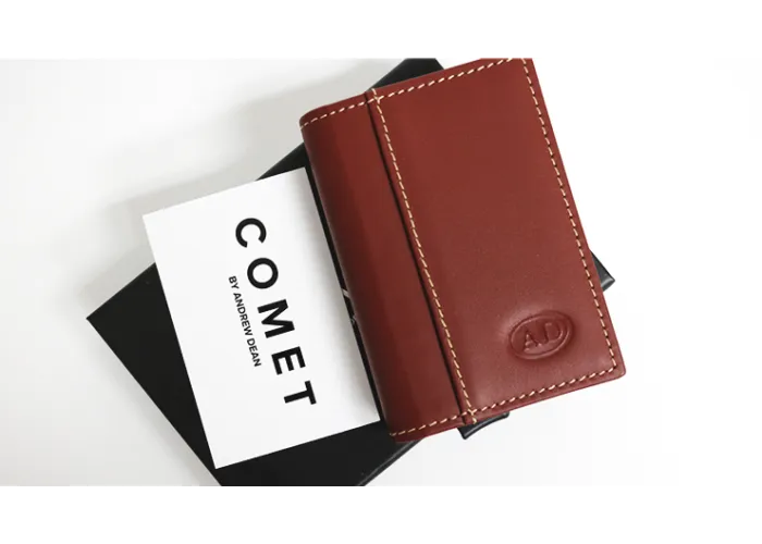 Comet Wallet Brown Leather Gold Shell (Gimmicks and Online Instruction) by Andrew Dean