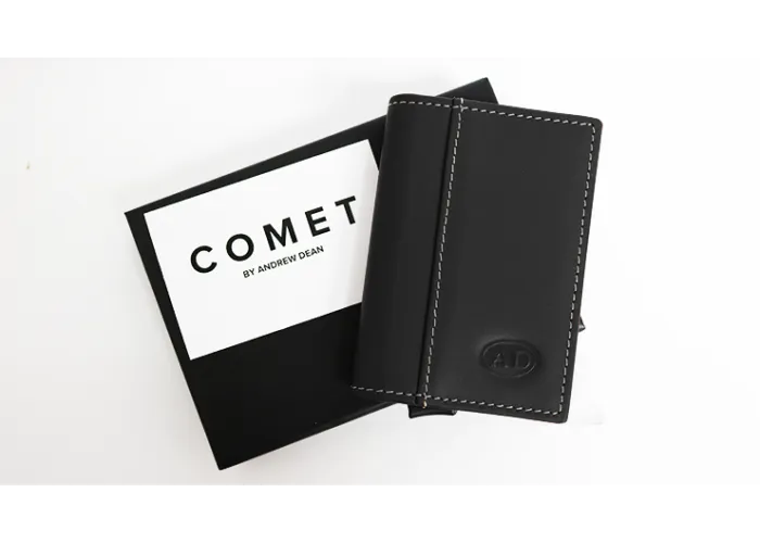 Comet Wallet Black Leather Silver Shell (Gimmicks and Online Instruction) by Andrew Dean