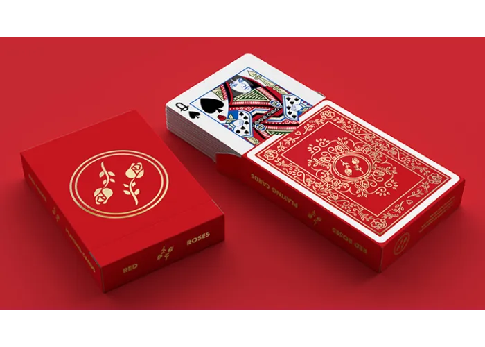 Red Roses Gold Foil Playing Cards (Fully Marked)