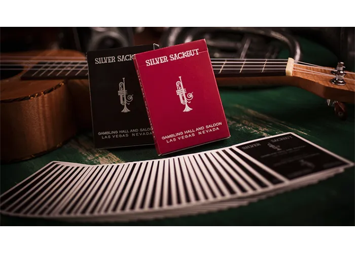 Limited Edition Silver Sackbut (Black) Playing Cards by Magic Square