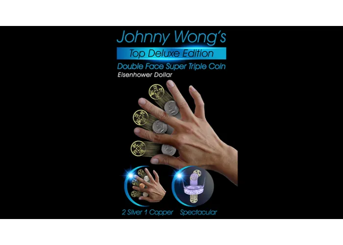 Johnny Wong's Double Face Super Triple Coin (Eisenhower Dollar Size) by Johnny Wong