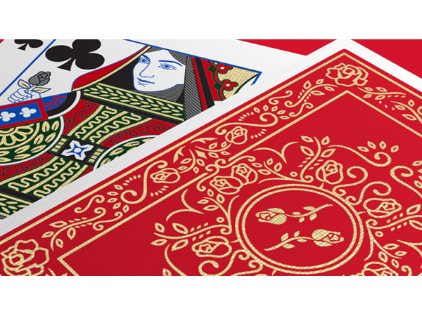 Red Roses Gold Foil Playing Cards (Fully Marked)