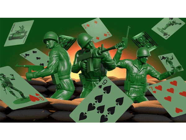 Army Men Playing Cards