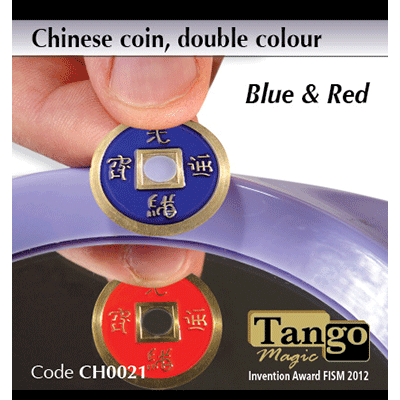 Chinese Coin (CH0021) Blue & Red by Tango Magic 