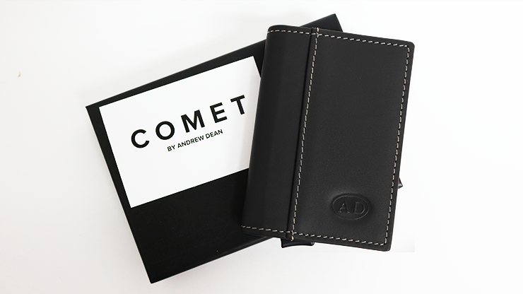 Comet Wallet Black Leather Silver Shell (Gimmicks and Online Instruction) by Andrew Dean