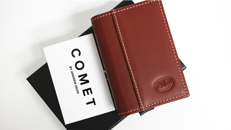 Comet Wallet Brown Leather Gold Shell (Gimmicks and Online Instruction) by Andrew Dean