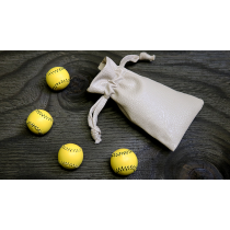 Set of 4 Leather Balls for Cups and Balls (Yellow) by Leo Smetsers - Trick
