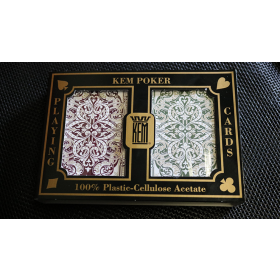 KEM Bridge Plastic Playing Cards Jacquard (Purple and Green 2 Deck Set Jumbo Index)