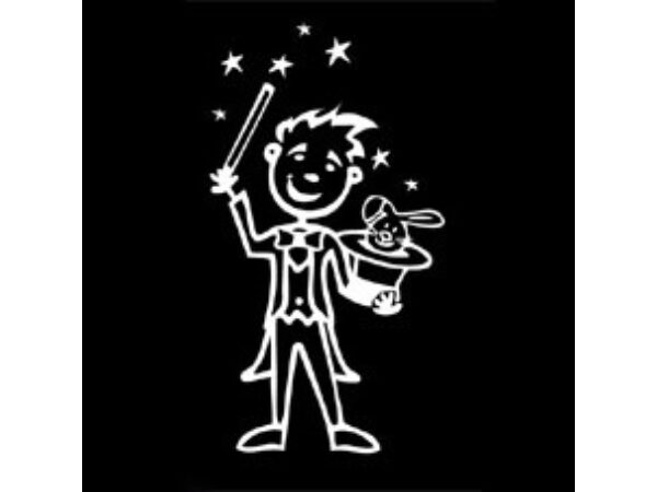 Aufkleber Zauberer weiss