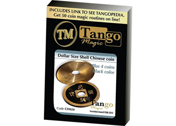 Dollar Size Shell Chinese Coin (Black) by Tango Magic (CH024)