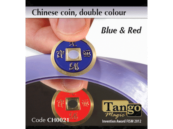 Chinese Coin (CH0021) Blue & Red by Tango Magic