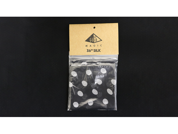 Silk 36 inch (Black with White Polka Dots) by Pyramid Gold Magic