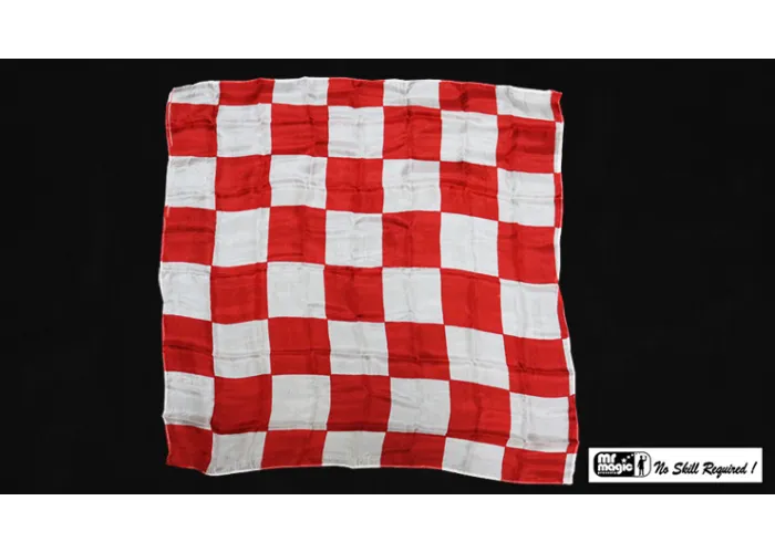 Production Hanky Chess Board Red and White (21" x 21") by Mr. Magic - Trick