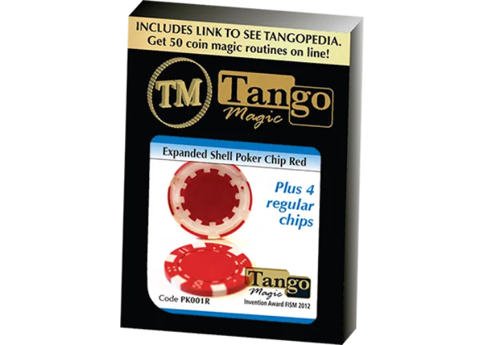 Expanded Shell Poker Chip Red plus 4 Regular Chips (PK001R) by Tango magic - Trick