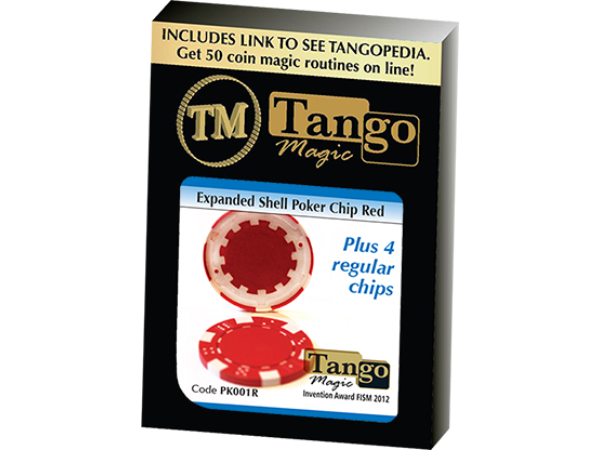Expanded Shell Poker Chip Red plus 4 Regular Chips (PK001R) by Tango magic - Trick