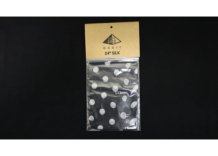Silk 24 inch (Black with White Polka Dots) by Pyramid Gold Magic