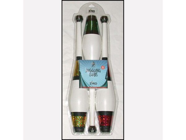 Juggling Set (3 Decorated Clubs and DVD) - Assorted Colors by Zyko - Trick