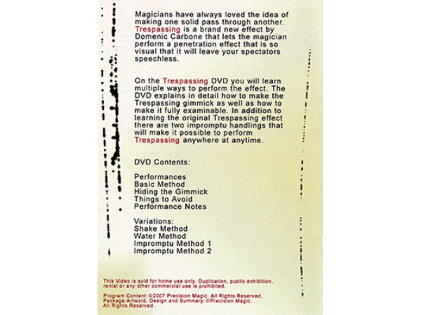 Trespassing by Domenic Carbone - DVD