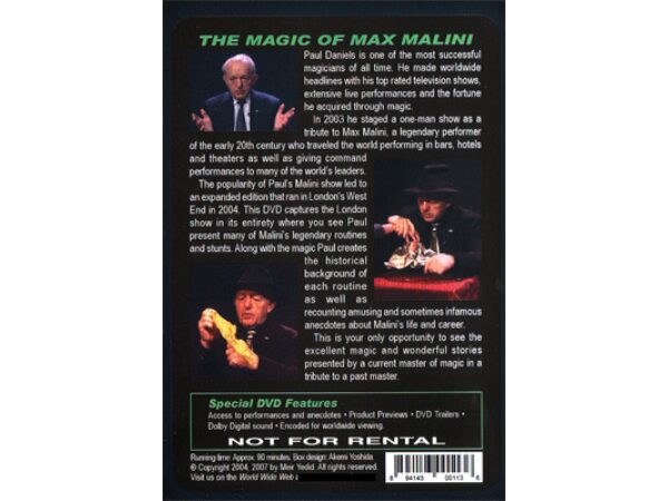 The Magic of Max Malini by Paul Daniels - DVD