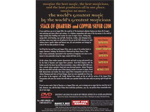 Stack Of Quarters And Copper/Silver Coin (World's Greatest Magic) - DVD