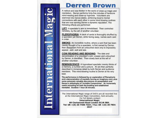 Derren Brown Lecture by International Magic - DVD