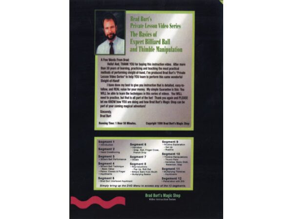 Basics Of Expert Billiard Ball And Thimble Manipulation by Brad Burt - DVD