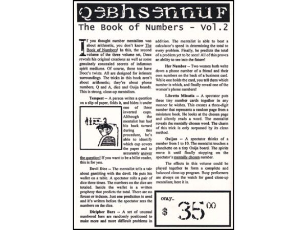 Book Of Numbers Volume Two (Qebhsennuf) by Docc Hilford - Trick