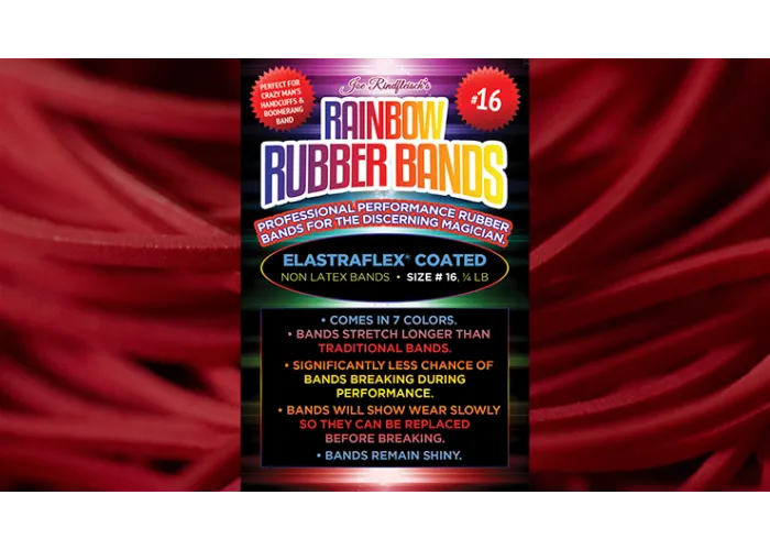 Joe Rindfleisch's SIZE 16 Rainbow Rubber Bands (Joe Rindfleisch - Red Pack) by Joe Rindfleisch - Trick