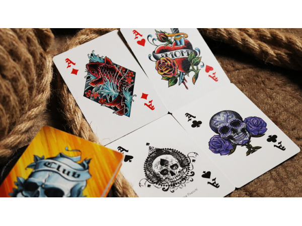 Bicycle Club Tattoo (Orange) Playing Cards