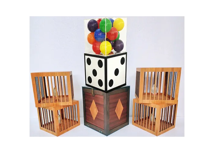 Transformation of Dice to Crystal Cube then to 4 Cages (Wooden) by Tora Magic - Trick