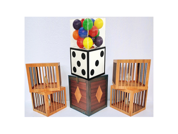 Transformation of Dice to Crystal Cube then to 4 Cages (Wooden) by Tora Magic - Trick