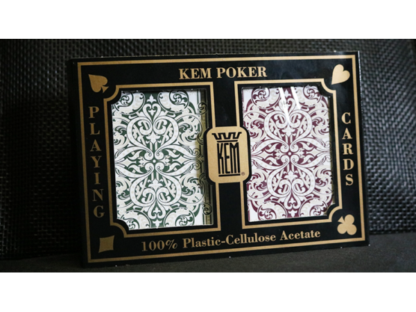 KEM Poker Plastic Playing Cards Jacquard (Purple and Green 2 Deck Set Standard Index)