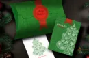 Paisley (Metallic Green with Christmas Gift Box) Playing Cards by Dutch Card House Company – Image 1