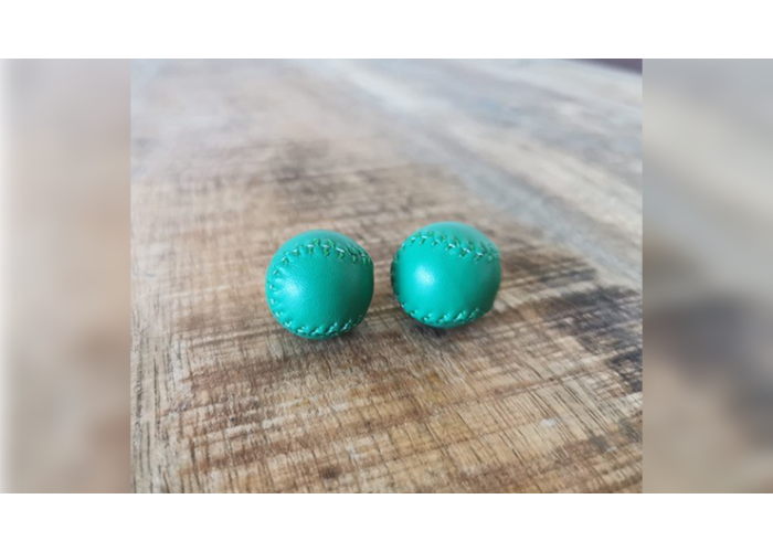 Chop Cup Balls Green Leather (Set of 2) by Leo Smetsers