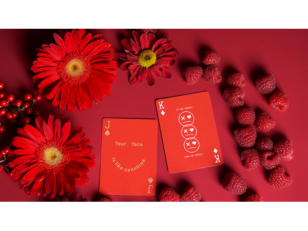 Keep Smiling Red V2 Playing Cards by Bocopo