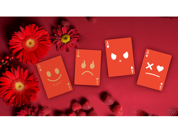 Keep Smiling Red V2 Playing Cards by Bocopo