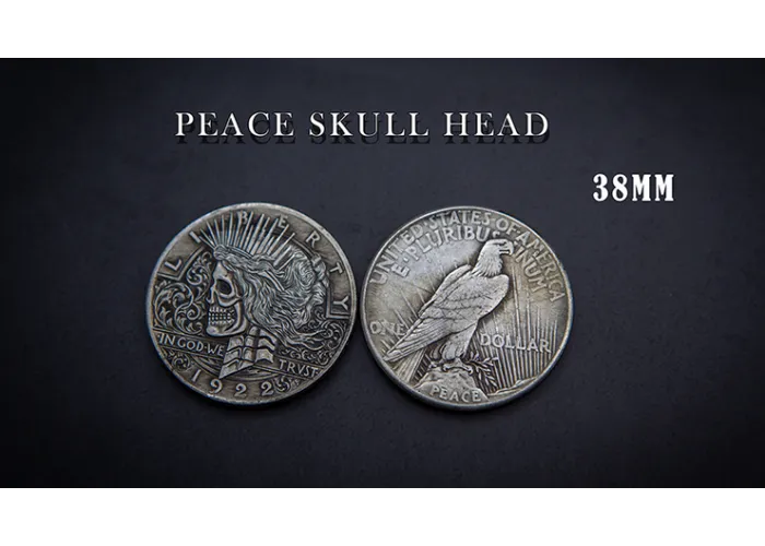 PEACE SKULL HEAD COIN by Men Zi  Magic