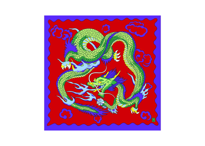 Rice Picture Silk 18" (Imperial Dragon) by Silk King Studios - Seidentuch