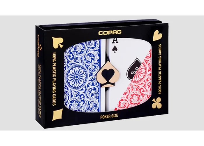 Copag 1546 Plastic Playing Cards Poker Size Regular Index Red and Blue Double-Deck Set