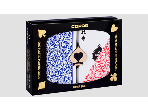 Copag 1546 Plastic Playing Cards Poker Size Regular Index Red and Blue Double-Deck Set
