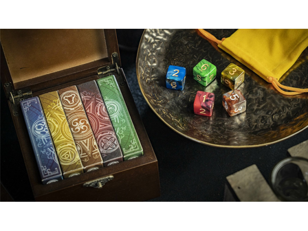 Five Elements Playing Cards Wooden Collection Set with 5 Dice by TCC