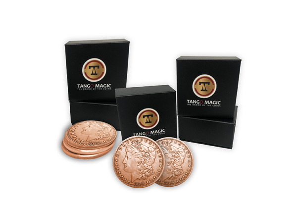 Copper Morgan Expanded Shell plus 4 four Regular Coins (Gimmicks and Online Instructions) by Tango Magic