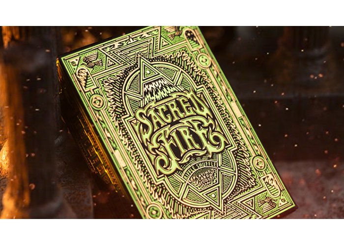 Sacred Fire (Emerald Flare) Playing Cards by Riffle Shuffle