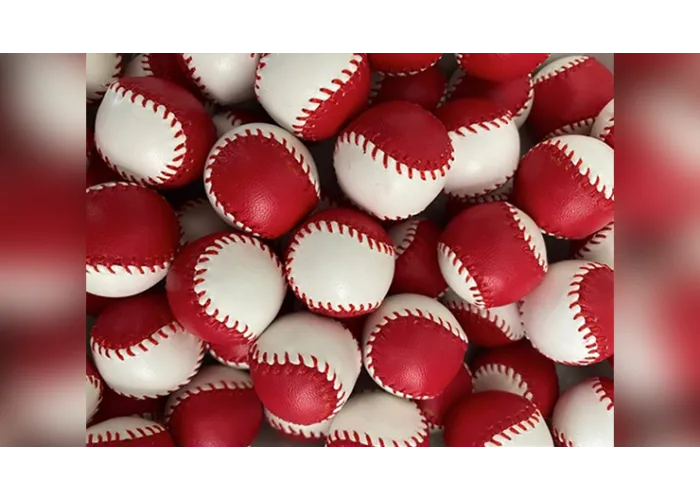 Set of  4 Leather Balls for Cups and Balls (Red and White) by Leo Smetsers
