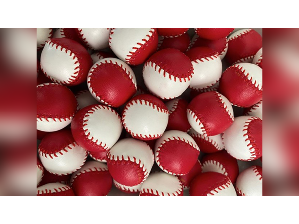 Set of  4 Leather Balls for Cups and Balls (Red and White) by Leo Smetsers