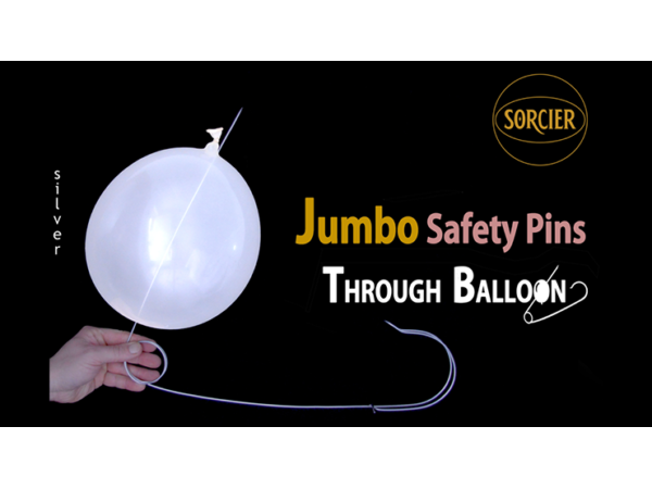 Jumbo Safety Pins Through Balloon Silver by Sorcier Magic