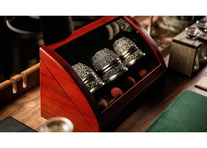 Artisan Engraved Cups and Balls in Display Box by TCC