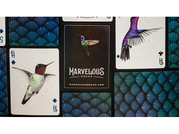 Marvelous Hummingbird Feathers (Blue) Playing Cards by Kellar