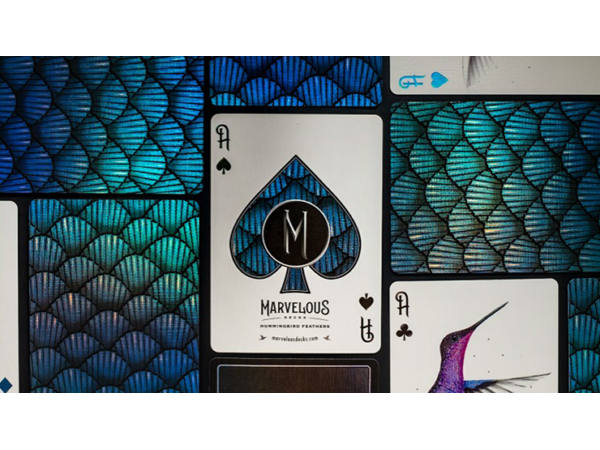 Marvelous Hummingbird Feathers (Blue) Playing Cards by Kellar
